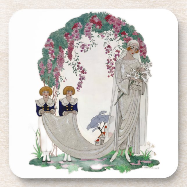 Art Deco Vintage Bride  Coaster (Front)