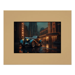 Art Deco Vintage Car at Cinema Wall Art Poster