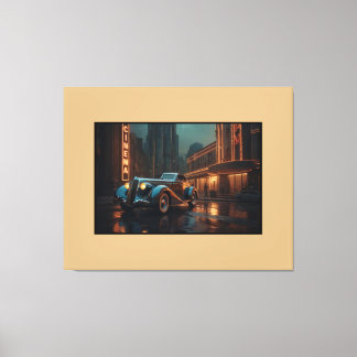 Art Deco Vintage Car at Cinema Wall Art Poster