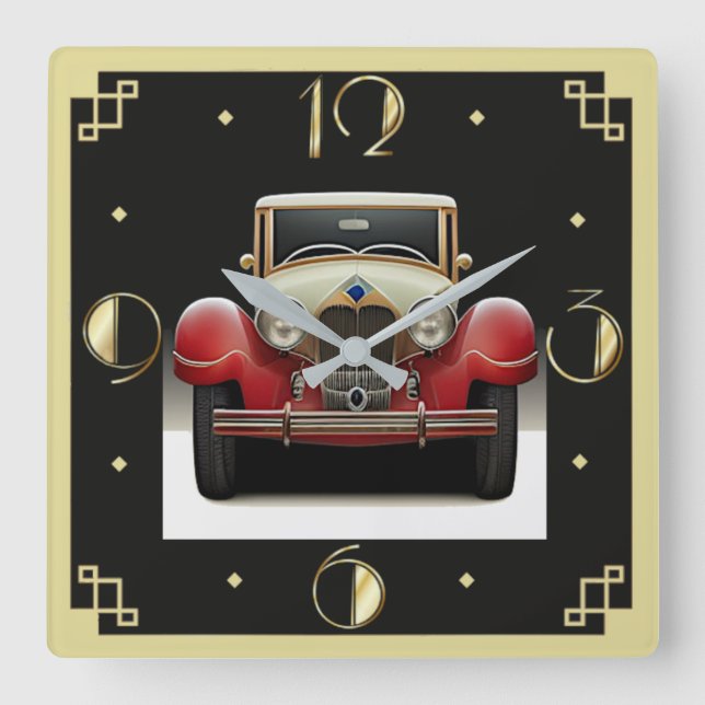 Art Deco vintage car Square Wall Clock (Front)