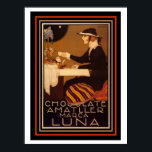 Art Deco Vintage Coffee Poster 12 x 16<br><div class="desc">Great vintage Art Deco themed advertisement for Chocolate Amatller Marca Luna. 12 x 16</div>