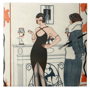 Art deco vintage decor ceramic tile