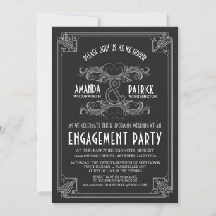 Art Deco Vintage Engagement Party Invitations