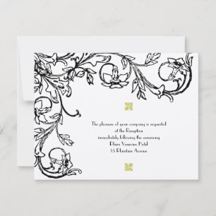 Art Deco Vintage Floral Swirl Wedding Reception Invitation