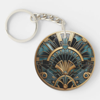 Art Deco Vintage Geometric Elegant Key Ring