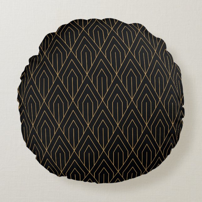 Art Deco: vintage geometric wallpaper. Round Cushion (Front)