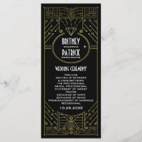 Art Deco Vintage Gold and Black Wedding Programs