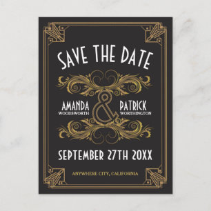 Art Deco Vintage Gold Wedding Save the Date Cards
