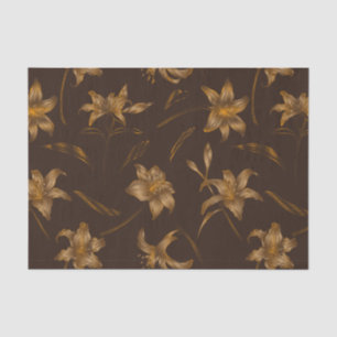 Art Deco Vintage Golden Brown Lily Flower Tissue Paper
