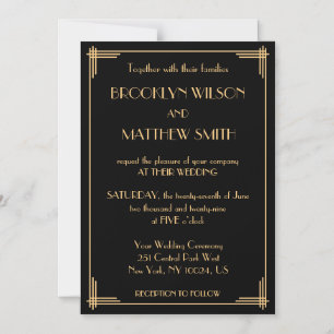 Art Deco Vintage Great Gatsby Wedding Magnetic Invitation