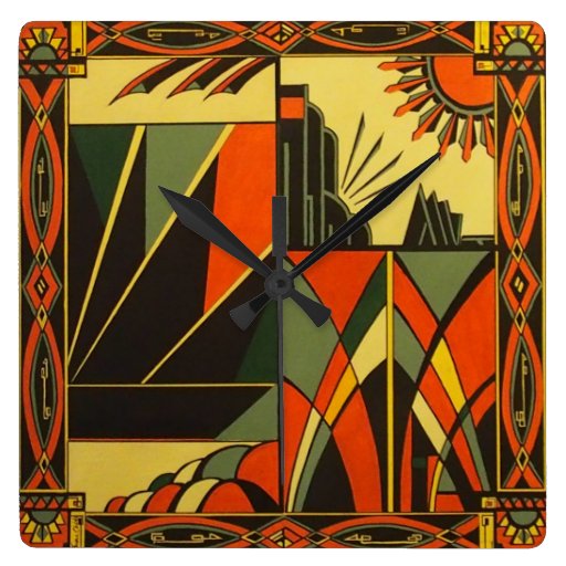 Image of Art Deco vintage inspired square wall clock