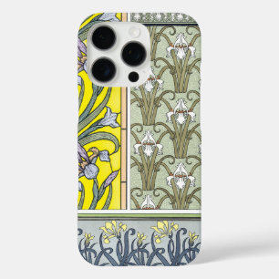 Art Deco Vintage Lily Iris Floral Pattern iphone iPhone 16 Pro Case