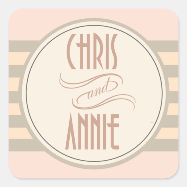 Art Deco Vintage Names | blush Square Sticker (Front)