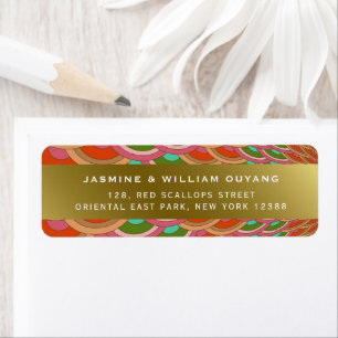 Art Deco Vintage Scallop Fan Asian Wedding Address