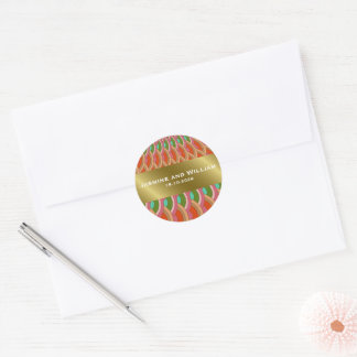Art Deco Vintage Scallop Fan Boho Asian Wedding Classic Round Sticker