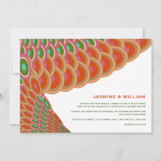 Art Deco Vintage Scallop Fan Boho Asian Wedding Invitation