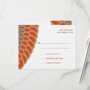 Art Deco Vintage Scallop Fan Boho Asian Wedding RSVP Card