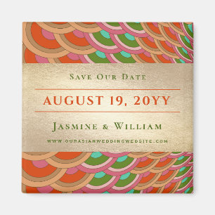 Art Deco Vintage Scallop Pattern Fan Save The Date Magnet