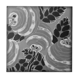 Art Deco Wallflowers - Grey + Black Tile