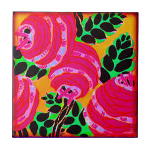 Art Deco Wallflowers - Hot Pink+ Tile