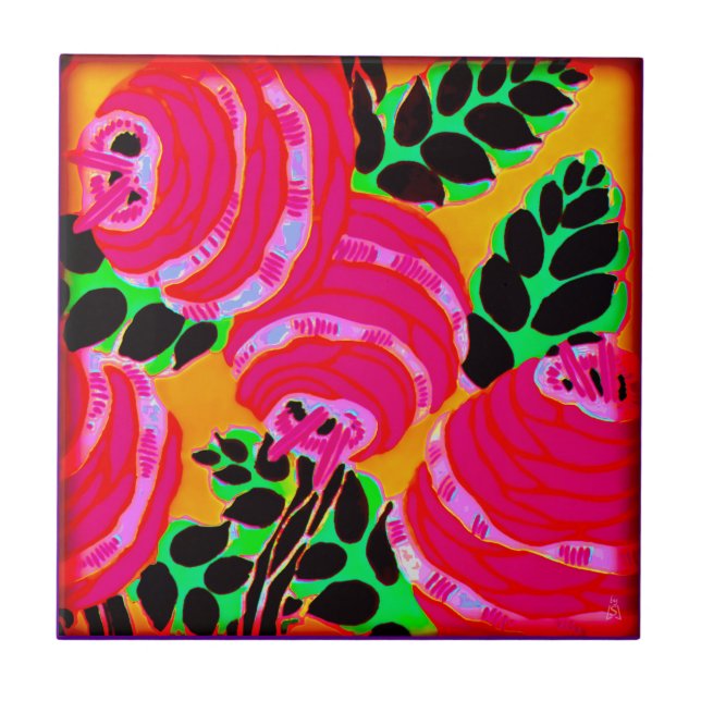 Art Deco Wallflowers - Hot Pink+ Tile (Front)