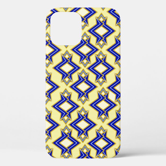 Art Deco Wallpaper Pattern, Beige and Blue Case-Mate iPhone Case (Back)