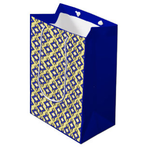 Art Deco Wallpaper Pattern, Beige and Blue Medium Gift Bag