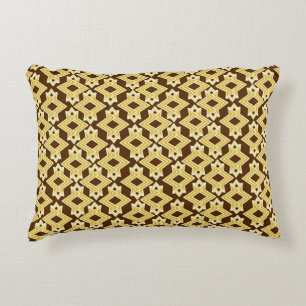 Art Deco Wallpaper Pattern, Brown and Gold Decorative Cushion