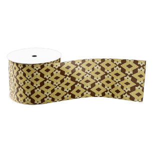 Art Deco Wallpaper Pattern, Brown and Gold Grosgrain Ribbon