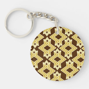 Art Deco Wallpaper Pattern, Brown and Gold Key Ring