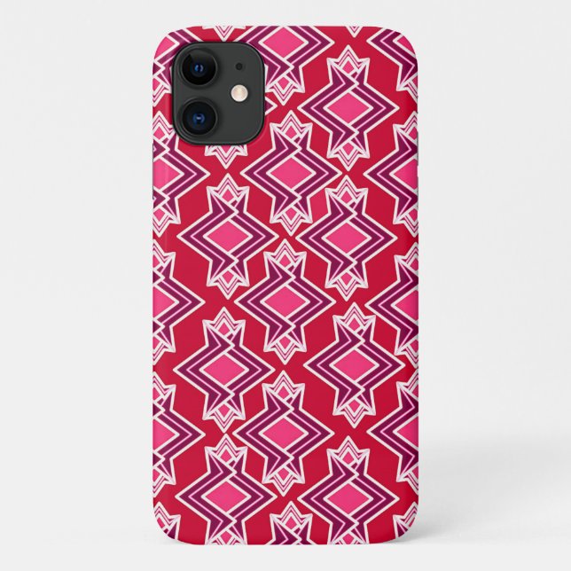 Art Deco Wallpaper Pattern, Burgundy Wine Case-Mate iPhone Case (Back)