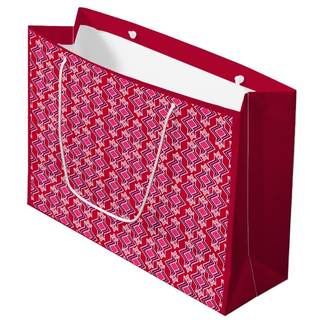 Art Deco Wallpaper Pattern, Burgundy Wine Large Gift Bag (Front Angled)