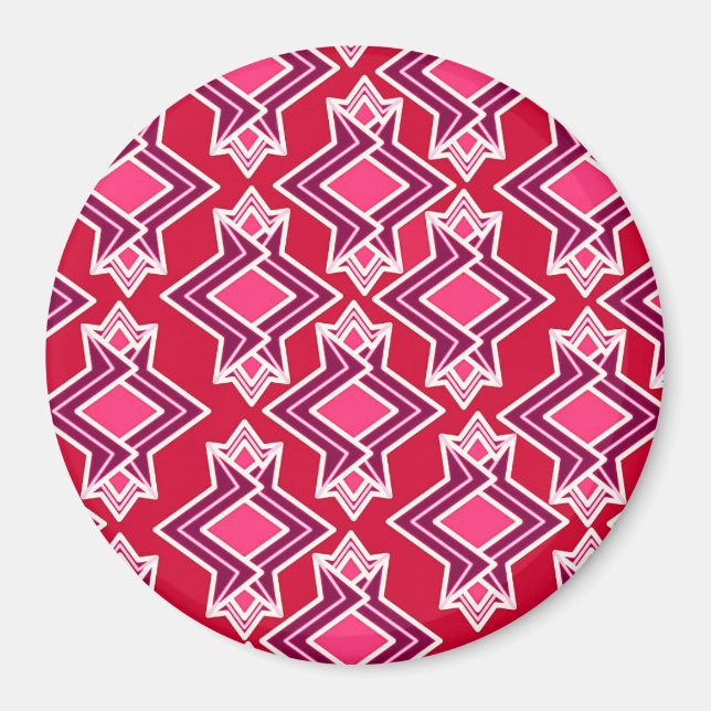 Art Deco Wallpaper Pattern, Burgundy Wine Magnet (Front)