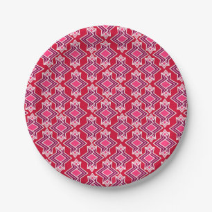 Art Deco Wallpaper Pattern, Burgundy Wine Paper Plate