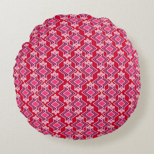 Art Deco Wallpaper Pattern, Burgundy Wine Round Cushion
