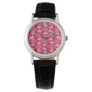 Art Deco Wallpaper Pattern, Burgundy Wine Watch