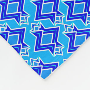 Art Deco Wallpaper Pattern, Cerulean Blue Fleece Blanket