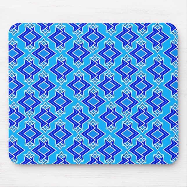 Art Deco Wallpaper Pattern, Cerulean Blue Mouse Mat (Front)