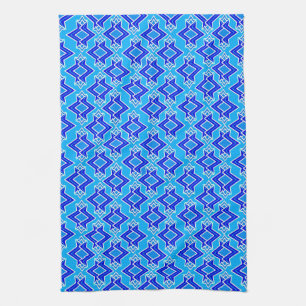 Art Deco Wallpaper Pattern, Cerulean Blue Tea Towel