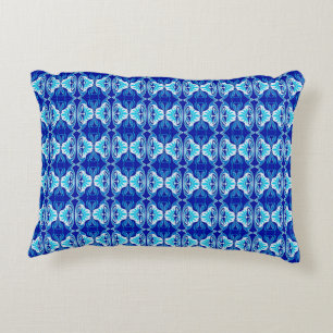 Art Deco wallpaper pattern - cobalt blue and white Decorative Cushion