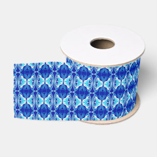 Art Deco wallpaper pattern - cobalt blue and white Grosgrain Ribbon