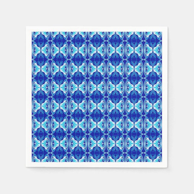 Art Deco wallpaper pattern - cobalt blue and white Napkin (Front)