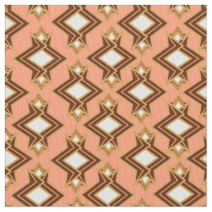 Art Deco Wallpaper Pattern, Coral and Brown Fabric