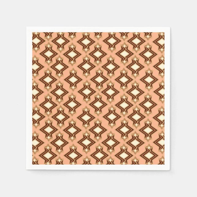 Art Deco Wallpaper Pattern, Coral and Brown Napkin (Front)
