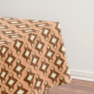 Art Deco Wallpaper Pattern, Coral and Brown Tablecloth