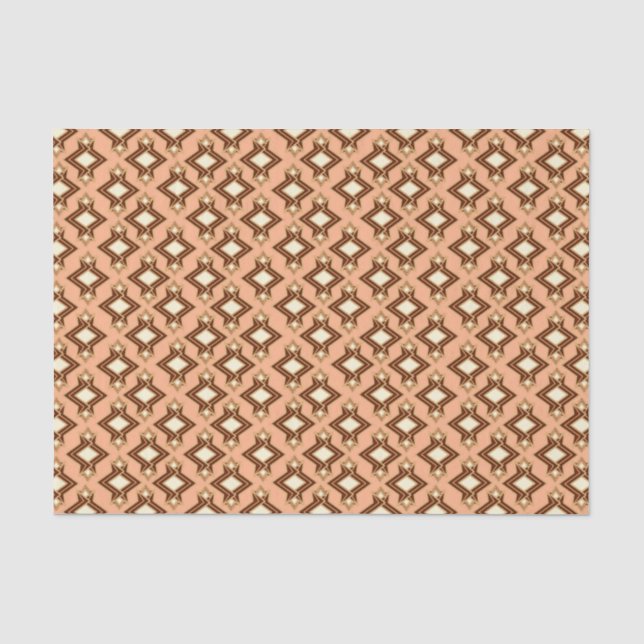 Art Deco Wallpaper Pattern, Coral and Brown Tissue Paper (Front)