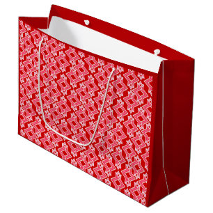 Art Deco Wallpaper Pattern, Dark Red and Pink Large Gift Bag
