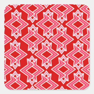 Art Deco Wallpaper Pattern, Dark Red and Pink Square Sticker