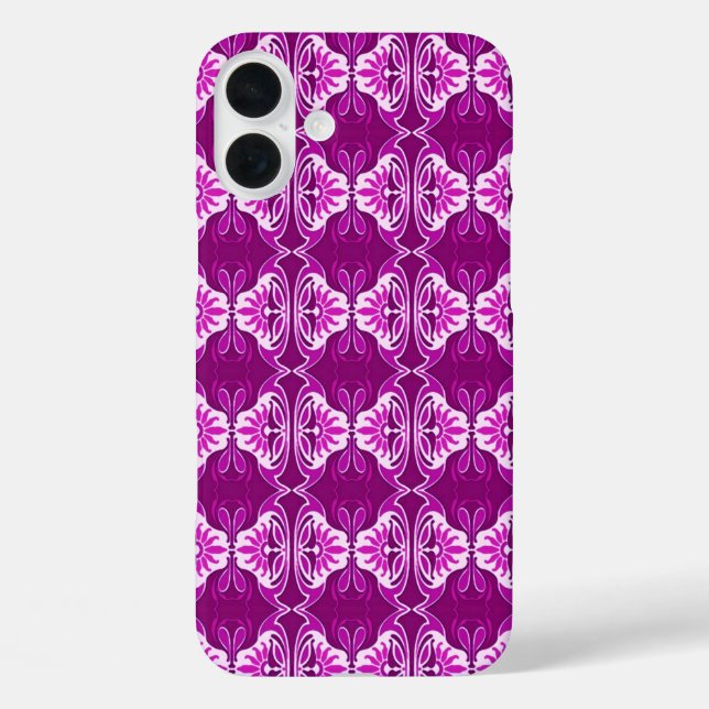 Art Deco wallpaper pattern - deep purple and white Case-Mate iPhone Case (Back)