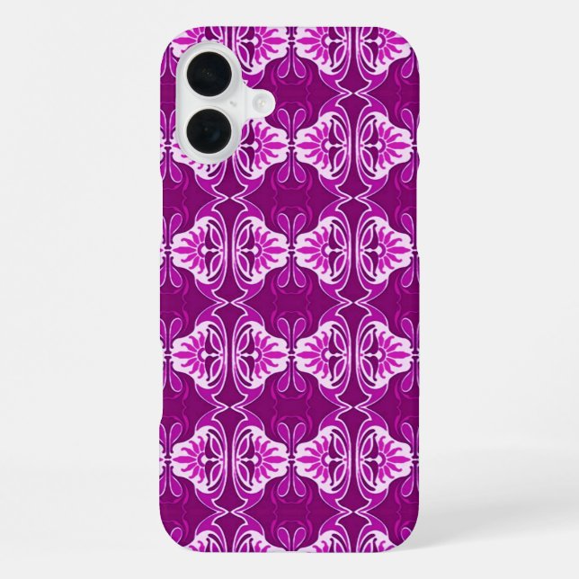 Art Deco wallpaper pattern - deep purple and white iPhone Case (Back)